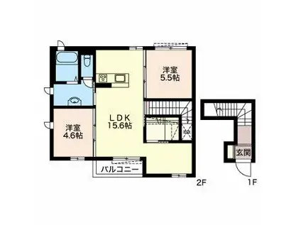 やまぼうし(2LDK/2階)の間取り写真