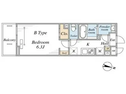 リブリ・西横浜II(1K/3階)の間取り写真
