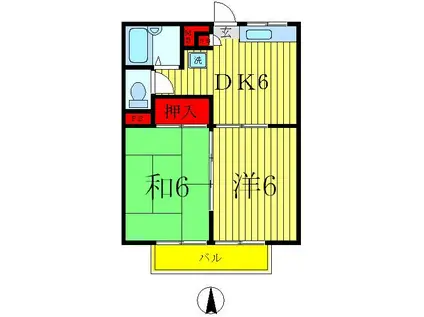 ユニティハッコー(2DK/3階)の間取り写真