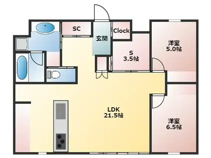 MOTHER 3(2SLDK/2階)の間取り写真