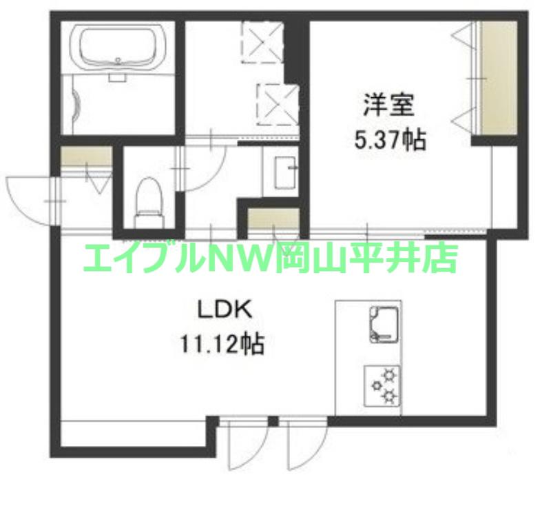 レガーレ原尾島(1LDK/2階)の間取り写真