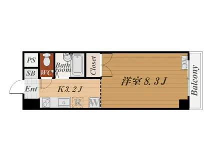 パセオ城山(1K/1階)の間取り写真