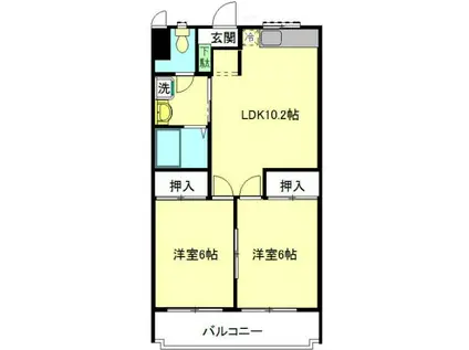 富士見ハイツ第2(2LDK/3階)の間取り写真