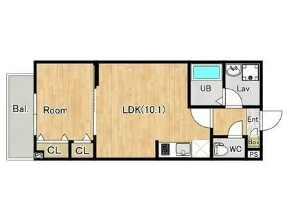 ジーメゾン指扇リフィーヌ(1LDK/1階)の間取り写真