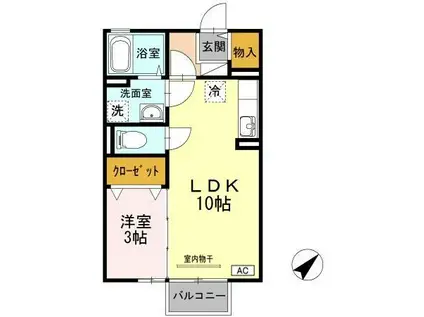 ラフォーレ光井(1LDK/2階)の間取り写真