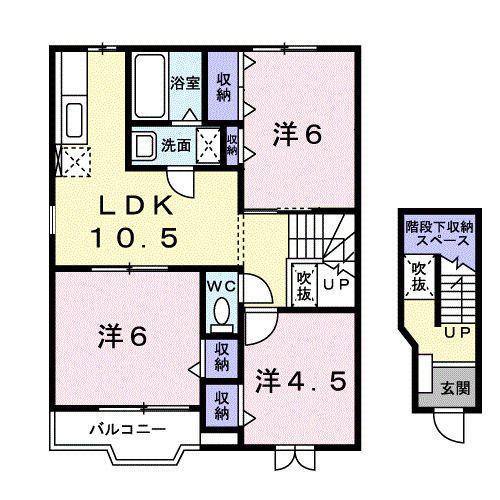 プリムヴェールB(3LDK/2階)の間取り写真