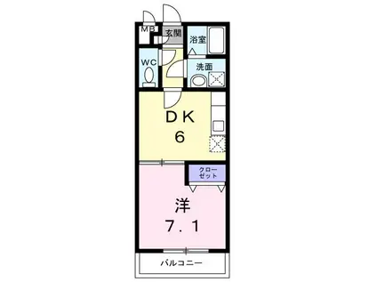 アンプルールリーブルWING(1DK/2階)の間取り写真
