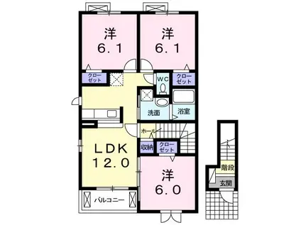 アーバン吉田5(3LDK/2階)の間取り写真