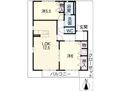 MASTTOWN本今I C棟(2LDK/1階)の間取り写真