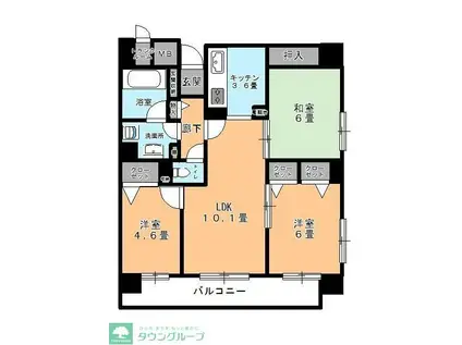 リリー木更津(3LDK/13階)の間取り写真