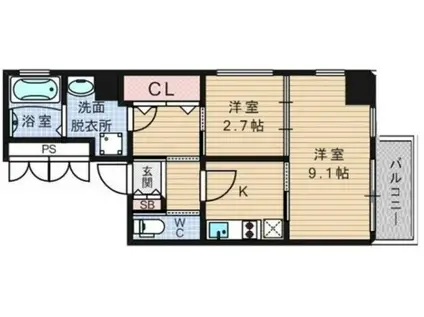 トラストマン堀江(1LDK/4階)の間取り写真