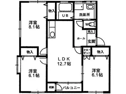ラフィーネ津志田(3LDK/2階)の間取り写真