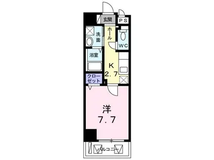 YEA HIGA(1K/6階)の間取り写真