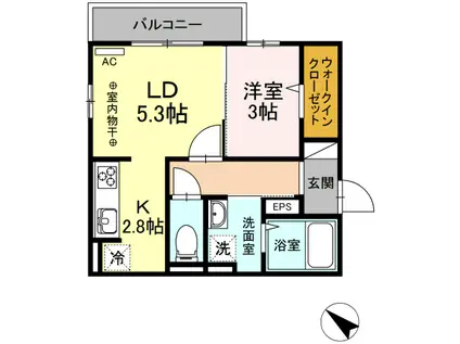 カルミア(1LDK/2階)の間取り写真