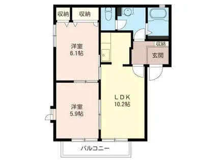 グランガルデ B棟(2LDK/1階)の間取り写真