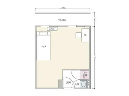カルムイン豊津(ワンルーム/1階)の間取り写真