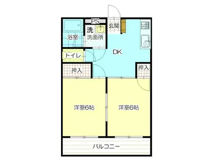 ドエルK&S(2DK/1階)の間取り写真