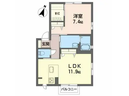 オーブA(1LDK/1階)の間取り写真