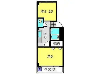 アリガマンション(2K/2階)の間取り写真