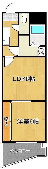 ニューエバーグリーン小倉(1DK/2階)の間取り写真