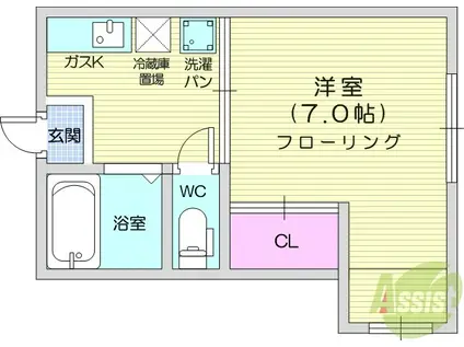 シティハイム東花Ⅰ(1K/2階)の間取り写真