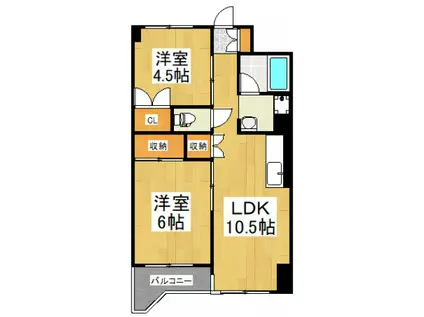 グレース秀和(2LDK/2階)の間取り写真