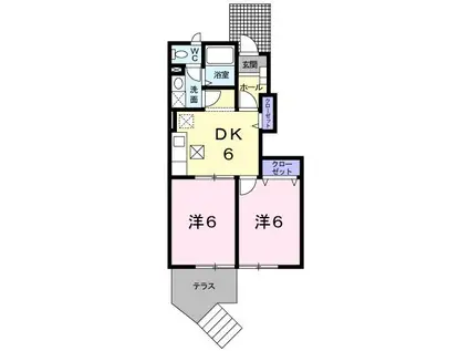 イレブン(2DK/1階)の間取り写真
