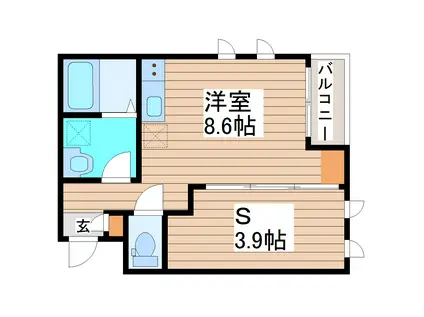 LEHUA五輪(1SK/2階)の間取り写真