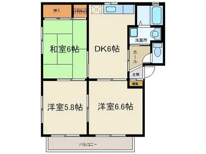 シャーメゾン泉崎C(3DK/2階)の間取り写真