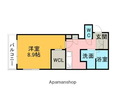 プルミエール(1K/1階)の間取り写真