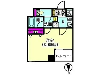 ハイネスウェル(1K/2階)の間取り写真