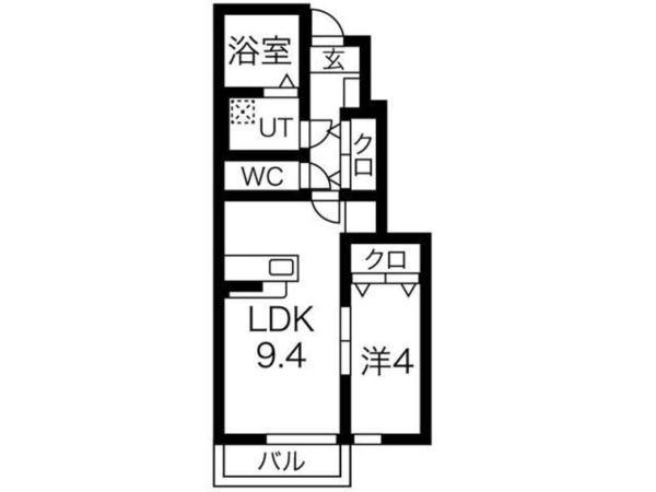 ラコルト(1LDK/1階)の間取り写真