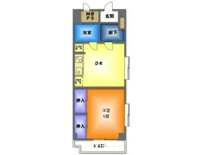 ハイツ大宮(1DK/2階)の間取り写真