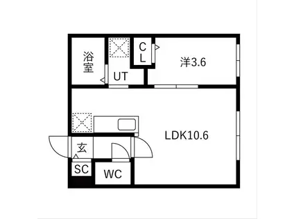 HARNESS麻生 (1LDK/2階)の間取り写真
