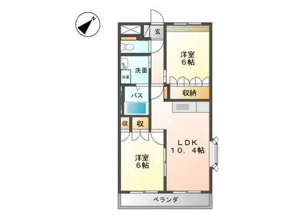 ＪＲ山陽本線 西阿知駅 徒歩14分 2階建 築21年(2LDK/2階)の間取り写真