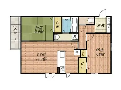メゾンドォールサライ(2LDK/1階)の間取り写真