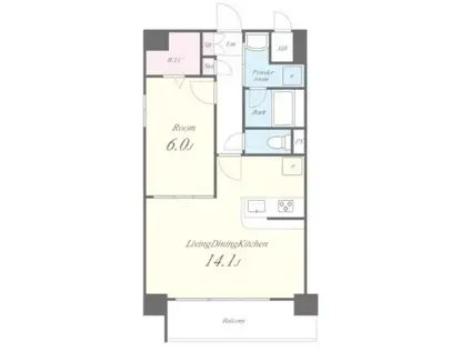 ウェルスコート錦糸町(1LDK/5階)の間取り写真