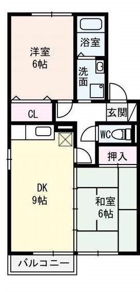 ファミールスギモトI(2DK/2階)の間取り写真