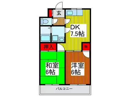 メゾンアキバ(2DK/3階)の間取り写真