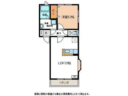 サウスヒルズ(1LDK/2階)の間取り写真