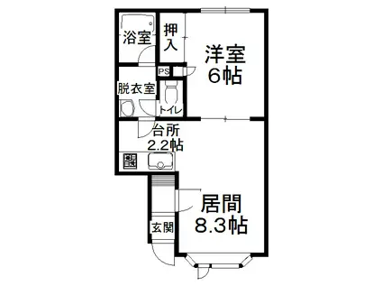 VAN17(1DK/2階)の間取り写真