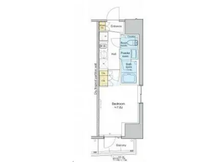 プラウドフラット文京千駄木(ワンルーム/6階)の間取り写真