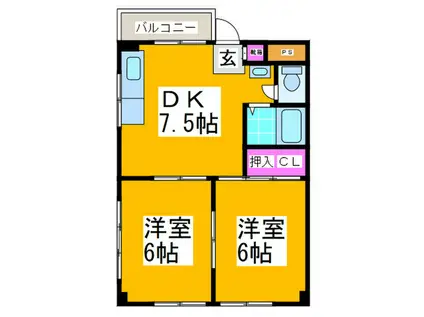 北斗Nビル(2DK/3階)の間取り写真