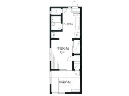 荏原ハイツ(2K/1階)の間取り写真