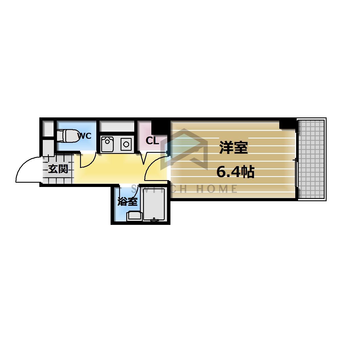 ビラ菱屋西(1K/3階)の間取り写真