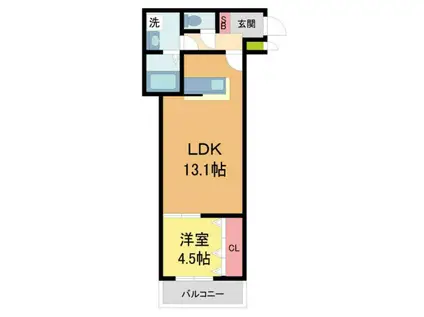 ジェイドパレス小花(1LDK/3階)の間取り写真