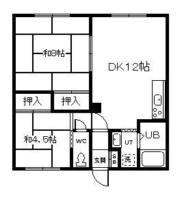 コーポスカイ(2DK/2階)の間取り写真