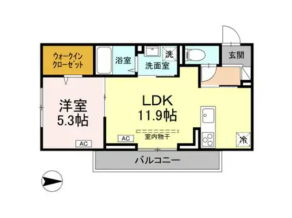 アーバンライフヒロ沖浜(1LDK/3階)の間取り写真