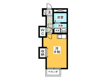サンパティーク A(ワンルーム/2階)の間取り写真
