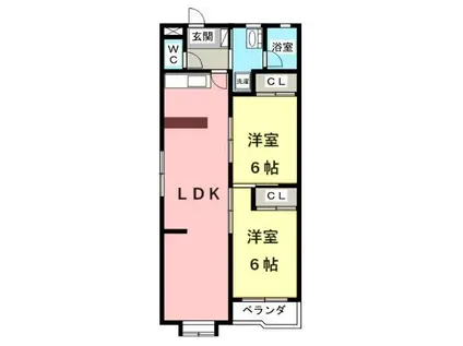 パーク・ハイツ(2LDK/2階)の間取り写真